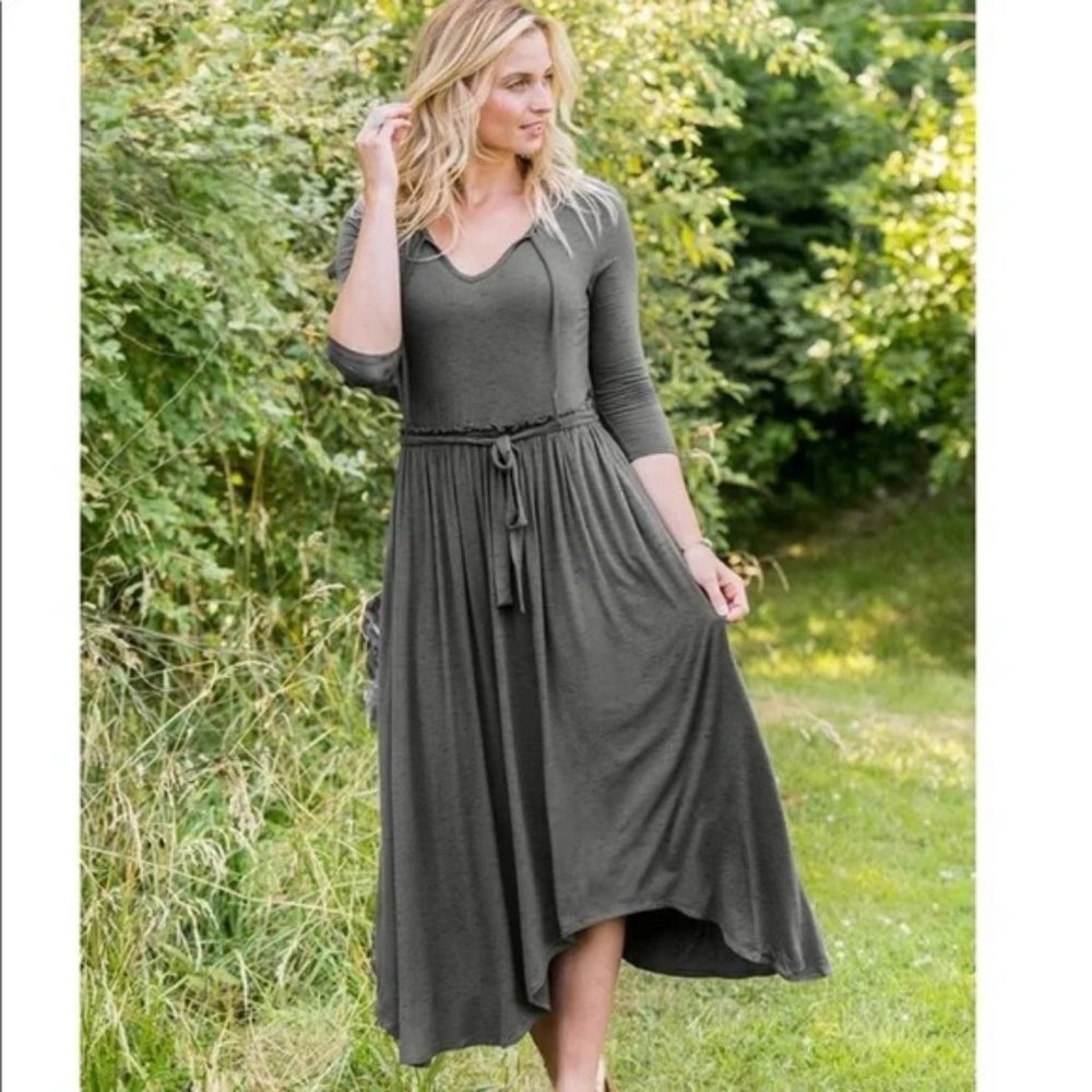 Matilda Jane gray tie waist go west maxi dress
